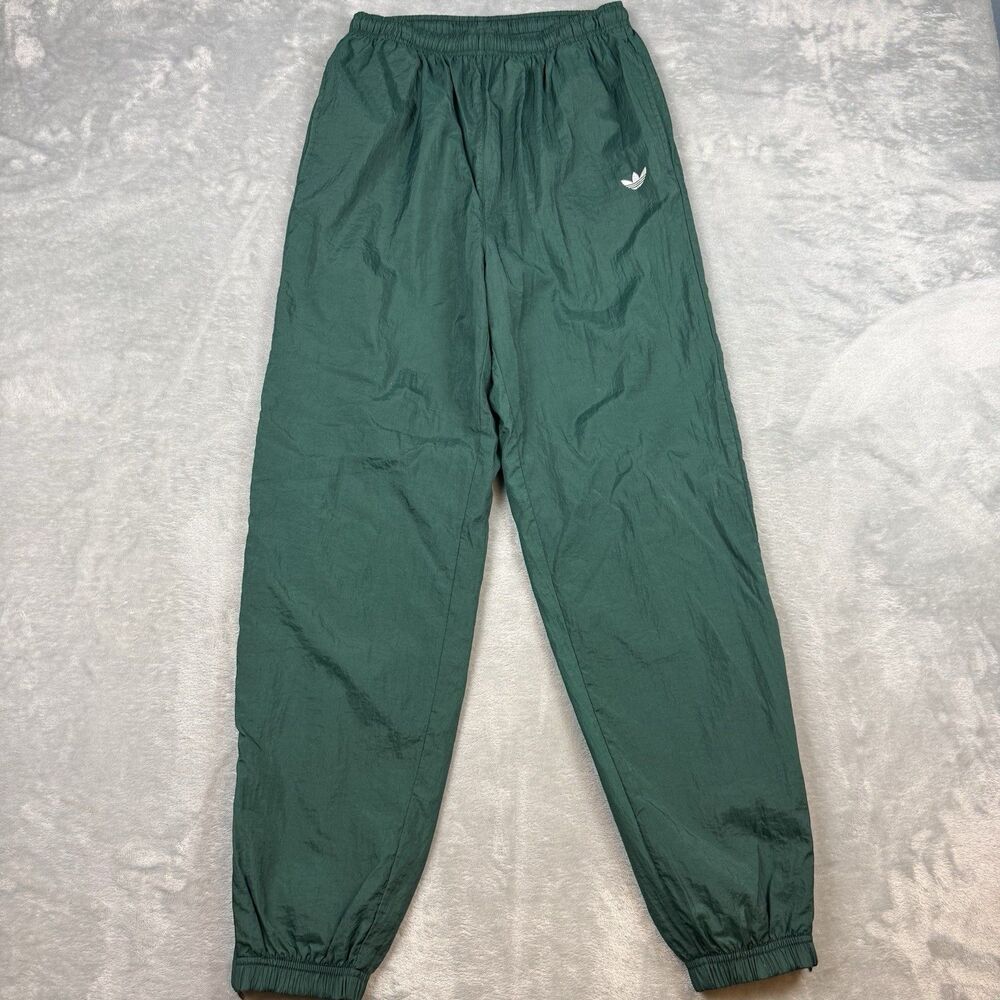 Vintage 80s Adidas Green Nylon Track Pants Joggers Trefoil Windbreaker USA M